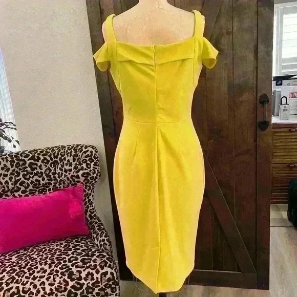 ECI, Chartreuse, Cold Shoulder Dress, Size 6 - Picture 2 of 7